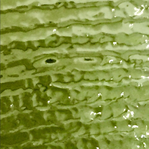 Mid Century Avocado Green Stippled Vase Rose Bowl - Picture 13 of 15